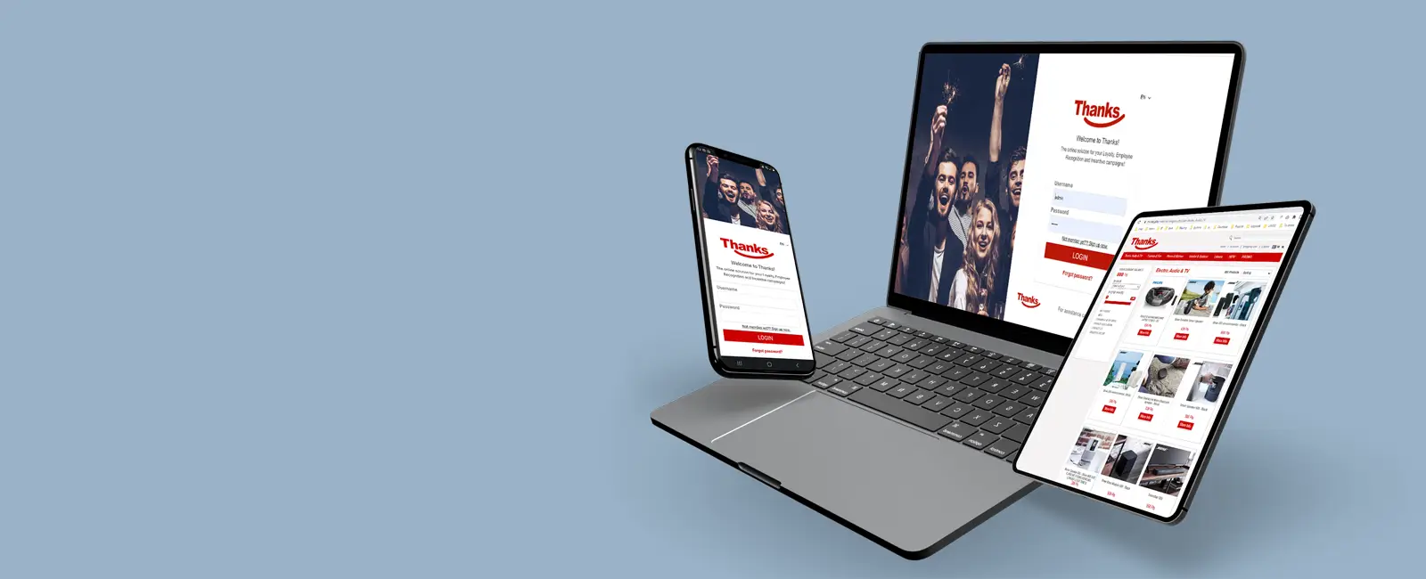Een campagnesite op laptop, tablet en smartphone